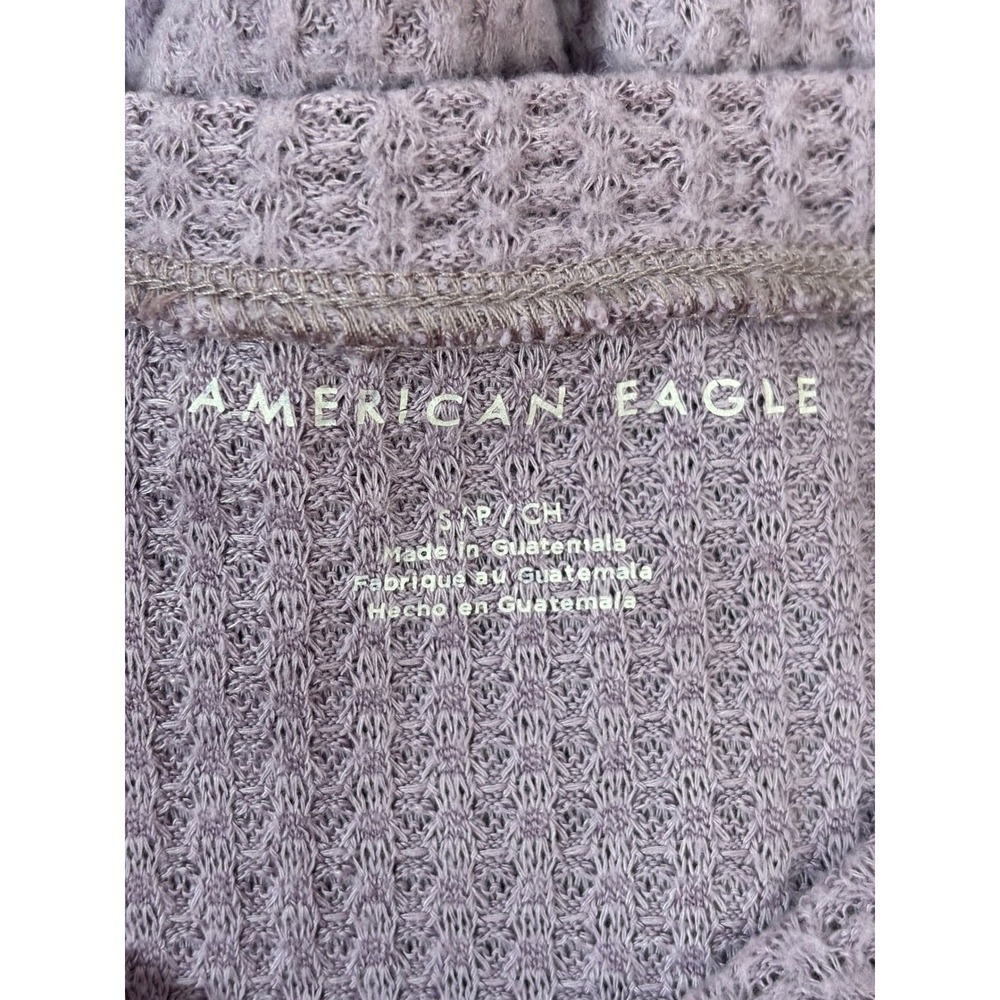 American Eagle Womens Small Purple Waffle Knit Long‎ Sleeve Thermal Top Raglan - Picture 5 of 7